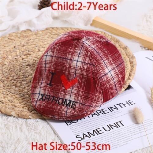 Cute Lattice Series Embroidery Love Design England Children Fashion Summer Berets Baby Boy Caps For Child Girl Berets Kids Hats