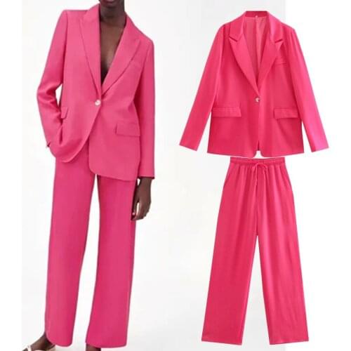 Jenny&Dave Women Sets England Style Fashion Solid Loose Casual Blazer Women Jackets Elastic Waist Loose Harem Pants Trousers