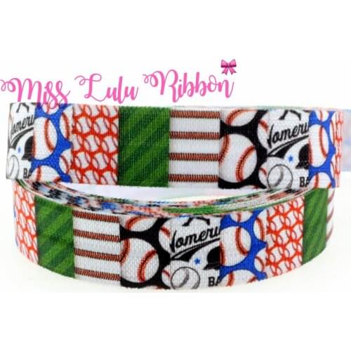 5/8" 16mm 50 Yards/roll Sport SeriesPrinted Elastic Ribbon Foe DIY Handmade Hair Tie Hair Accessories