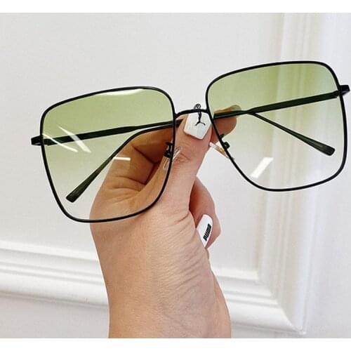 Gradient green square sunglasses for women 2020 new brand alloy oversized sun glasses men vintage goggle eyewear black shades
