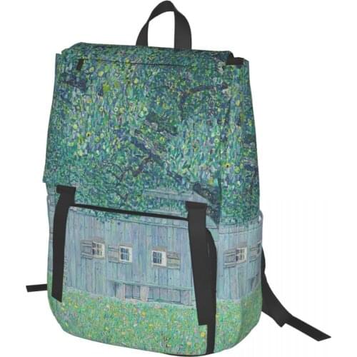 Gustav Klimt,Farmhouse In Upper Austria,1911 Backpack for Girls Boys Travel RucksackBackpacks for Teenage school bag