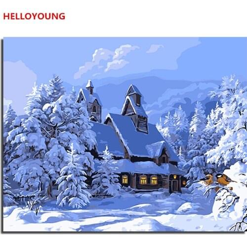 Jungle Lodge DIY Handpainted Oil Painting Digital Painting by numbers oil paintings chinese scroll paintings Home Decoration