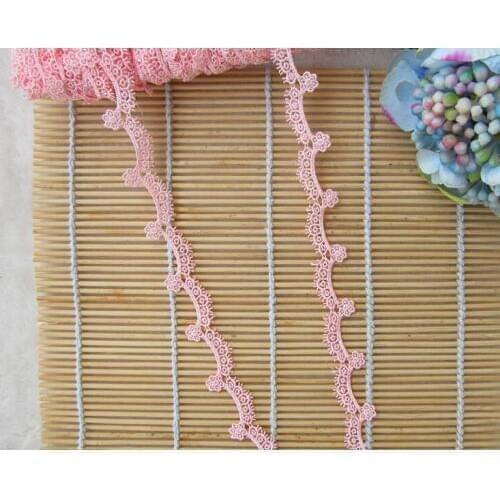 5 Yards Polyester Pink Embroidered Lace Trim Lace Ribbon Handmade DIY Sewing Craft For Costume Hat Decoration