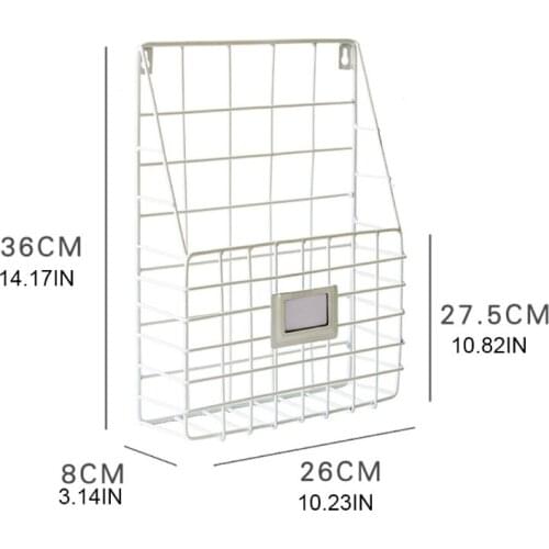 M5TF Mail Organizer Wire Basket Wall Mounted Magazine File Holder Hanging Document Foyer Storage Shelf