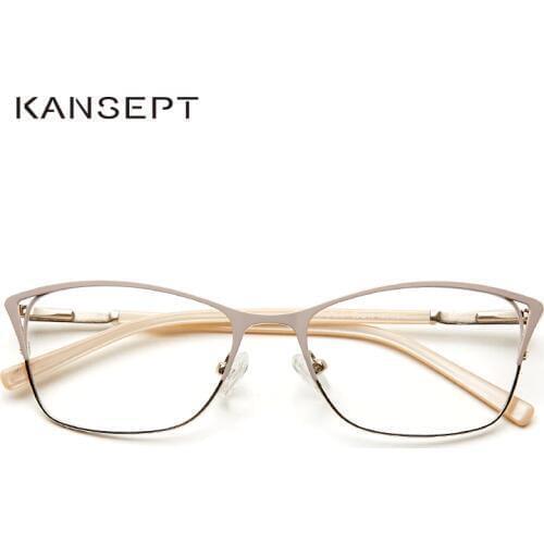 Metal Women Cat Eye Optical Glasses Frame Clear Beautiful Fashion Transparent Grade Armacao De Eyeglasses For Women#TWM7554C1