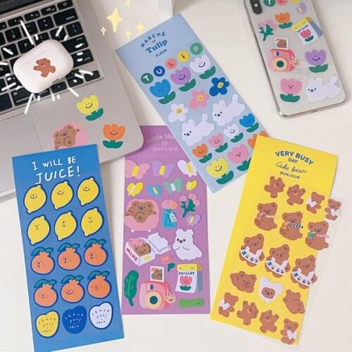 Cute Cartoon Bear Butterfly Series Decoration Stickers Scrapbooking DIY Diary Album Collage Sticker Kawaii Stationery