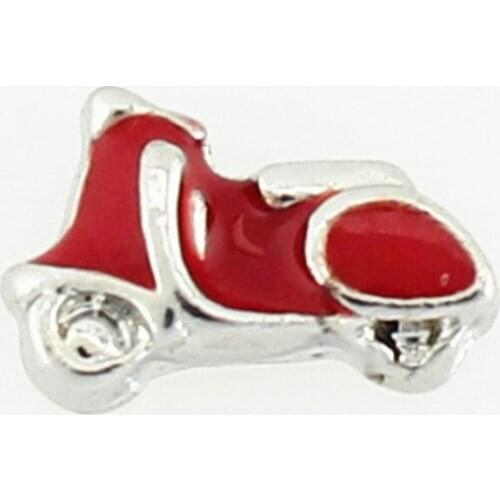 10pcs/lot Fashion Red Motorcycle Floating Alloy Charms For Glass Locket