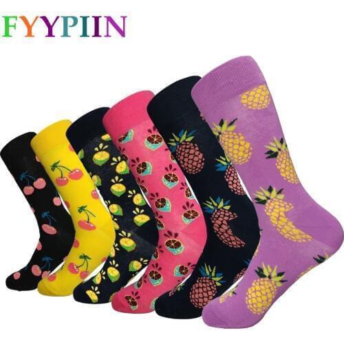 Mens Socks Promotion Sale Nylon 2019 Latest Mens Socks Casual High Quality Pattern Men Color Happy Clothes (6 Pairs / Lot)