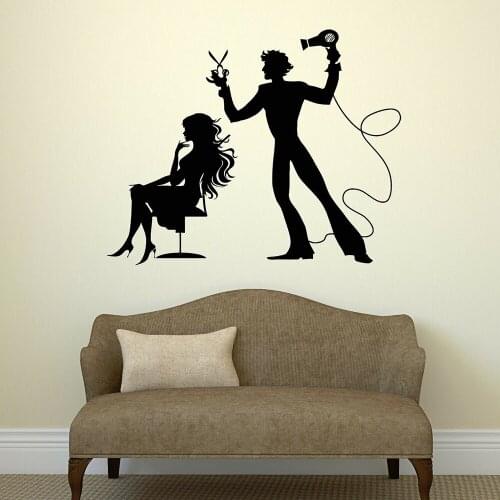 Hair Salon Wall Decal Stylist Barber Beauty Woman Hairdresser Wall Sticker Vinyl Waterproof Hair Salon Decoration Mural X445