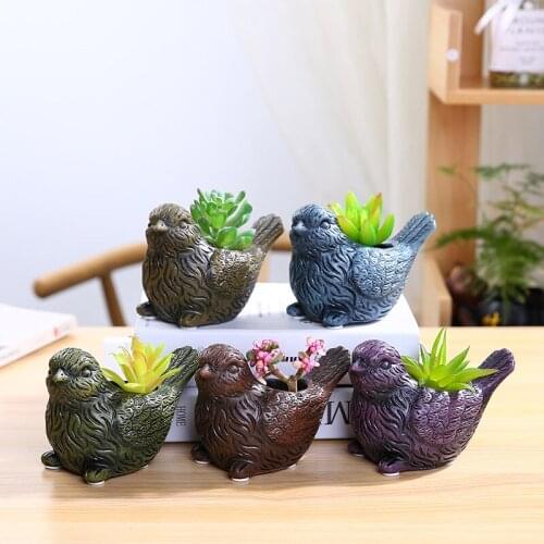 Nordic Creative Cement Animal Bird Flower Pot Personality Decoration Succulents Balcony Plant Pot Home Decorat Ornaments