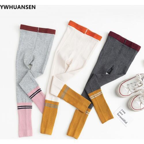 YWHUANSEN 2019 Brand New Korean Childrens Leggins Autumn Winter Cotton Kids' Pants Double Needle Knitted Girls Boys Leggings