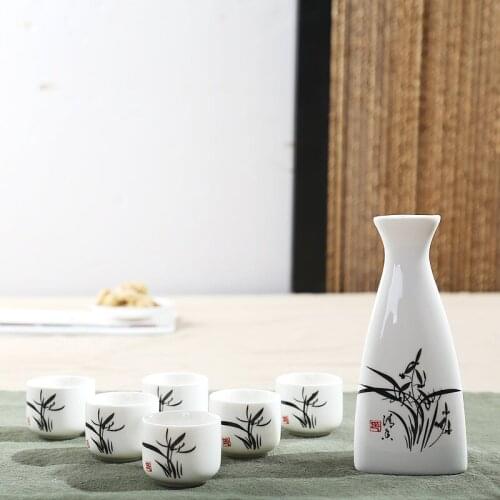 New Ceramic wine set wine cup goblet of Wine home jug white glass suite,Japanese sake set, including 1pcs jug 1pcs liqueur cup