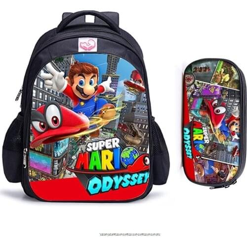 16 Inch Children Mario Bros Children School Bags Orthopedic Backpack Kids Boys Girls Mochila Infantil Cartoon Bags