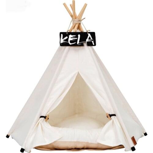 Pet Tent House Portable Cat Dog Bed Washable Teepee With Thick Cushion Indoor Outdoor Kennels Tent House for Dogs Cats