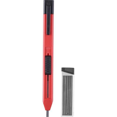 Carpenter Pencil with Refill Durable Solid Scriber Black Drawing Marker Pen for Woodworking Architects Marking Accessories Tools