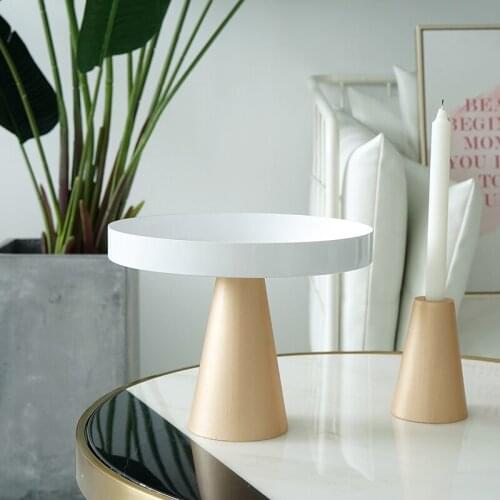 Simple Art Metal White Cake Tray Wedding Party Dessert Cake Snack Fruit Table Household Tall Round Jewelry Plate Shooting Props