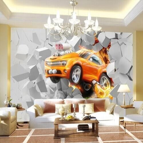Dropship Custom 3D Mural Living Room Wallpaper Bedroom Flame Car Living Room Background Decoration Painting Wallpapers Brick