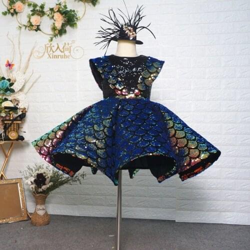 Real Picture Sleeveless Sparkly Sequin Puffy Girls Birthday Party Dresses Children Girls First Communion Tutu Celebration Gowns