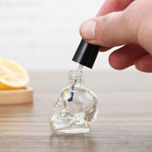 10ml Skull Glass Nail Polish Refillable Bottle Transparent Empty bottles With Brush Small Liquid dispensing bottles Nail related