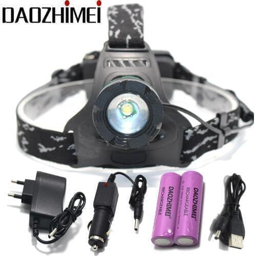 5000Lumen XM-L T6 Super Bright Led Headlamp Most Powerfull Headlight Fishing Camping ZOOM Torch by 2*18650 battery