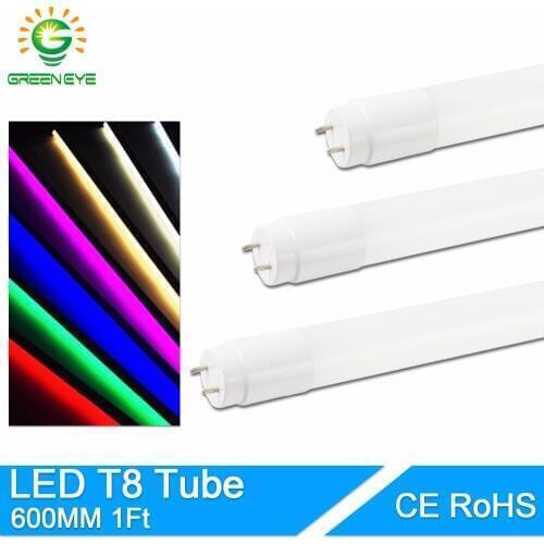 GreenEye Nano Material LED T8 Tube 10w 60cm 2Ft AC220v 110 LED Fluorescent Light Tube Lamp milky cover Warm Cold White SMD2835