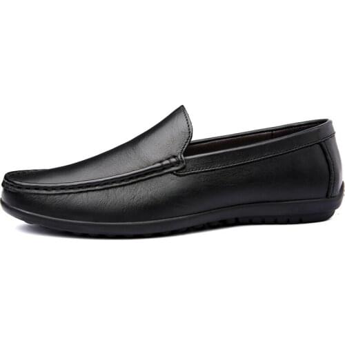 Minimalist Shoes for Men Black Classic Men Shoes Genuine Leather Concise Male Design Loafers Brand Fashion Leisure Business Shoe