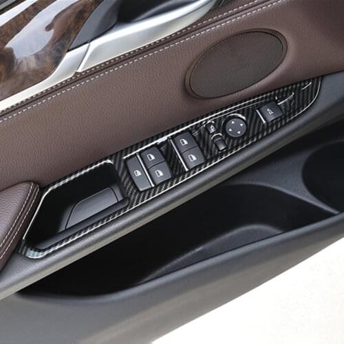 Carbon Fiber Color Door Armrest Panel Decoration Window Glass Buttons Frame Cover For BMW X5 F15 X6 F16 2014-18 Interior Sticker