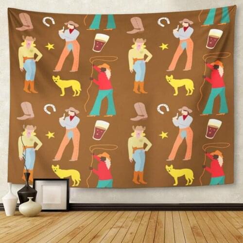 Vintage American Cowgirls Woman in Cowboy Retro Attractive Beautiful Tapestry Wall Hanging for Living Room Bedroom Dorm 60x80
