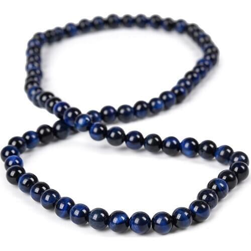 High quality natural blue tiger stone 3-ring Bracelet 6mm beads fashion mens and womens bracelet Festival gift necklace