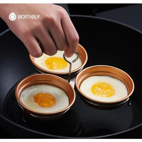WORTHBUY 3 Pcs/Set Cute Egg Poacher 18/8 Stainless Steel Egg Boiler For Kids Non-Stick Egg Mold Maker Kitchen Baking Tools