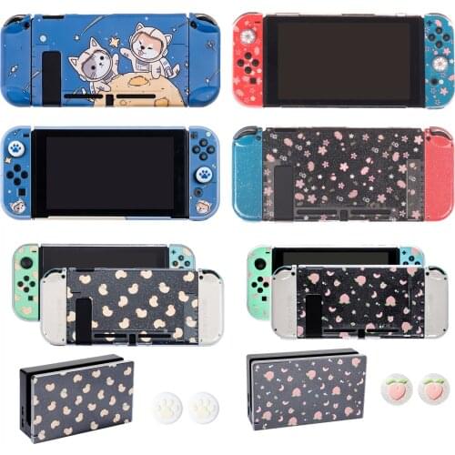 Hard Case Glitter TV Dock Charger Cover Transparent PC Bling Shell for Nintend Switch Console NS Joy-Con Crystal Protector Skin