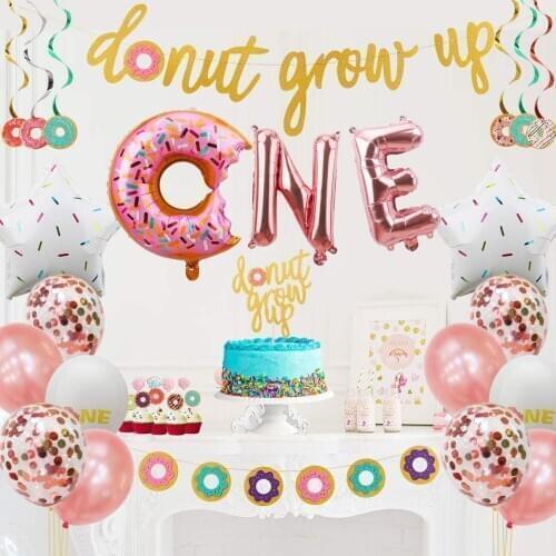 1pcs/lot Donut Birthday Party 42inch Digital Foil Balloon Baby Shower Happy Birthday Decoration Inflatable Ball Sweet Kids Party