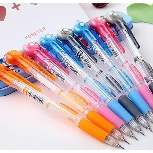 1pcs 0.7mm Transparent Mechanical Pencils With Eraser as School Writing Supplies for Students Random Color