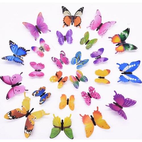 12/24Pcs Luminous 3D Butterfly Refrigerator Wall Stickers DIY Living Room Wall Window Art Decal Fridge Butterfly Wallpaper Decor