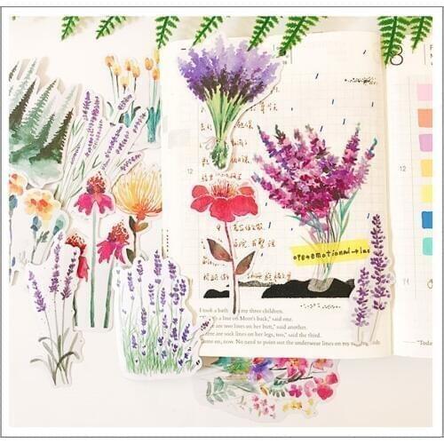 13Pcs/set Watercolor Wind Flowe Paper Stickers Kits Die Cut/Seal For DIY Scrapbooking Journal Hobo TN Diary Planner Card Making