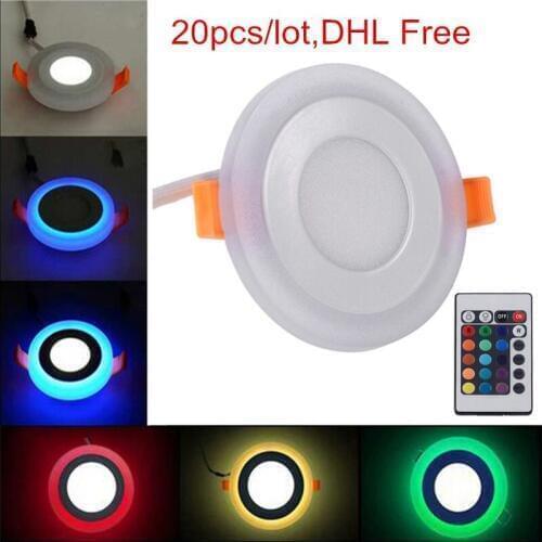 20PC Remote Control 3 Models White & RGB Led Panel Light 6w 9w 16W 24W Round Recessed LED Ceiling downlight Acrylic Panel Lamp
