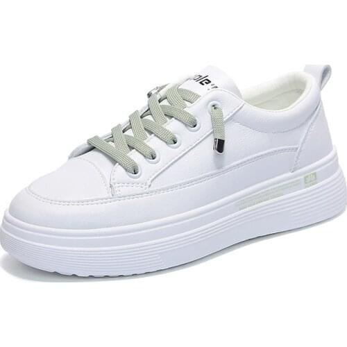 2021 Fashion White Sneakers For Women Platform Vulcanized Shoes Casual Sneaker PU Leather Breathable Comfort White Shoes New 40