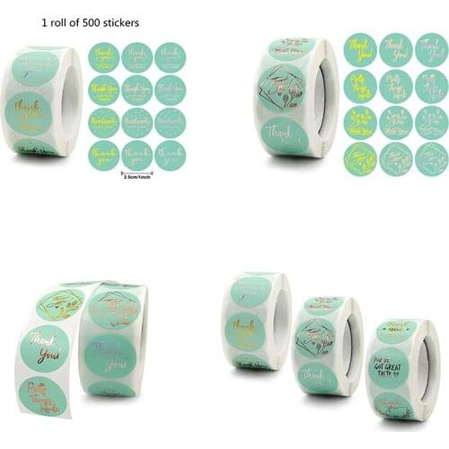 3 Styles 500Pcs/Roll Bronzing Thank You Round Seal Labels Sticker Party Gift Bouquet Packaging Baking Scrapbooking Cards Decor
