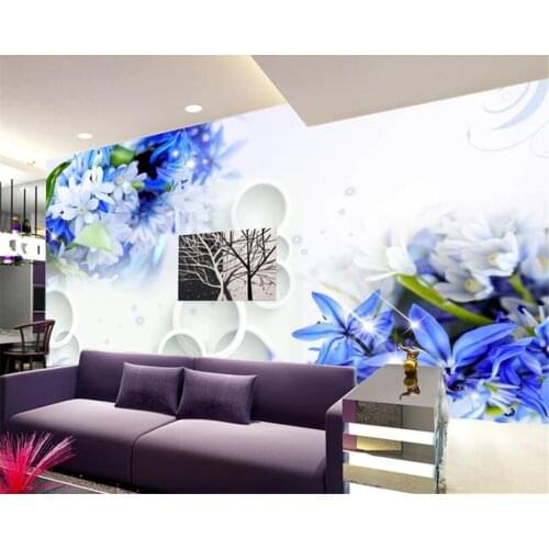 Beibehang Custom Dream blue Flower Wall Mural Photo Wall 3d Room Landscape Wallpaper Living Room Home Decoration 3d wallpaper