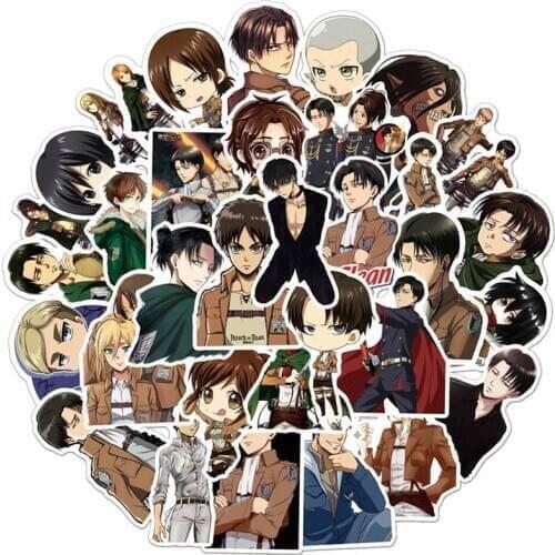 50Pcs/Set Attack on Titan Anime Sticker Cartoon Sticker for Skateboard Motorcycle ScrapbookDiy Toy Laptop Snowboard Luggage