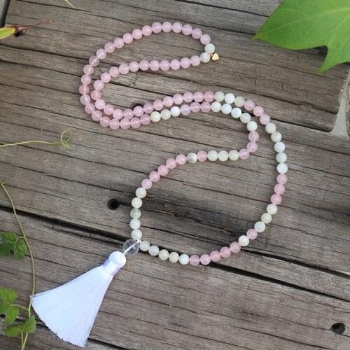 8mm Natural Stone Beads,Moonstone,Rose Quartz,Protect Childbirth,Hope,JapaMala Sets,Spiritual Jewelry,Meditation,108 Mala Beads