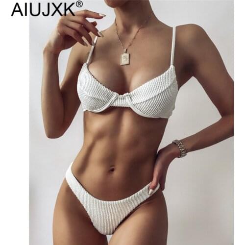 AIUJXK Underwire Push Up Bikini Brazilian Women 2021 New Beach Wear Swimwear 2 Piece Set Swimsuit Female Sexy Thong Bathing Suit