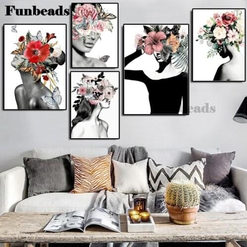 Diamond painting abstract girl flower fashion character diamond embroidery art cross stitch kit nordic mosaic decor FF5016