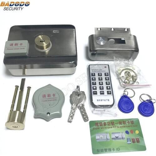 Electric lock motor lock support 125KHz RFID card mechanical keys to open the door for access control home security