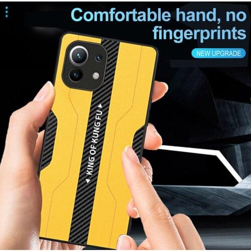 For Xiaomi Mi 11 Lite Case Carbon Fibre Leather Cover For Xaomi Xiao Mi11 11i 10T Ultra Pro Soft TPU Shockproof Back Shell Coque