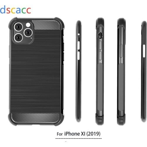 DSCACC Carbon Fiber Air Cushion TPU Case for iPhone 11 6.1 11pro 5.8 11 PRO MAX 6.5 XI 6 6S Plus 7 8 X XR XS Max 100pcs