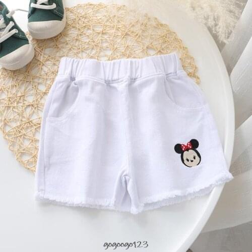 New Girls Mickey Shorts Childrens High Waist Loose Hot Pants Thin Girls Denim Shorts Kids Embroidery Pants Teenage Girl Clothes