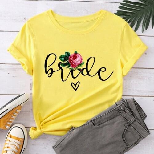 Bride Team Women Black T Shirt Girl Harajuku Korean Style Graphic Tops 2021 Kawaii Female T-shirt XNTX043