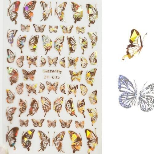 2020 Laser Nail Sticker Gold Silver Butterfly Nail Art Stickers Summer Designs DIY Decoration