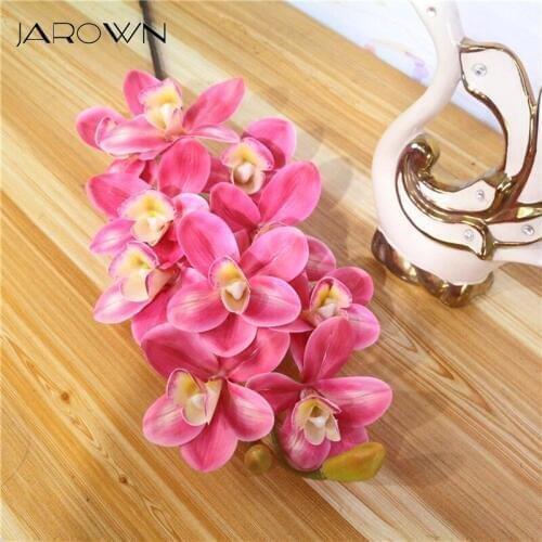 JAROWN 10 Head 3D Latex Artificial Orchid Simulation Real Touch Cymbidium Wedding Decor Fake Flower Home Decoration Phalaenopsis